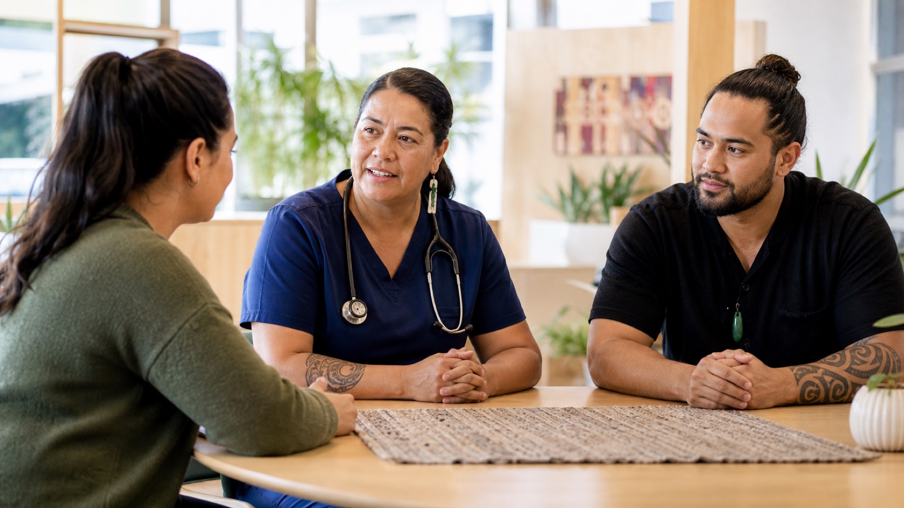 Māori healthcare and community professionals in a modern clinic space